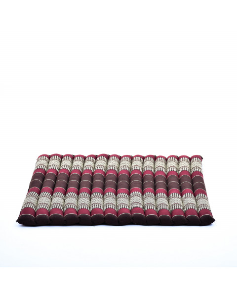 Leewadee tappetino da meditazione Zabuton: cuscino da pavimento quadrato, seduta per yoga thailandese in kapok naturale, 70 x 70 cm, Marrone Rosso
