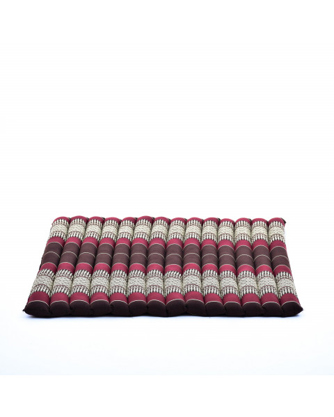 Leewadee Zabuton Rollbare Meditations-Matte Tragbare Sitzmatte Ökologisches Naturprodukt, Kapok, 70 x 70 cm, Braun Rot