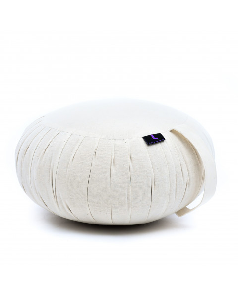 Leewadee Zafu Yoga Pillow – Round Meditation Cushion for Yoga Exercises, Light Floor Pillow Filled with Eco-Friendly Kapok, 14 x 8 inches, ecru