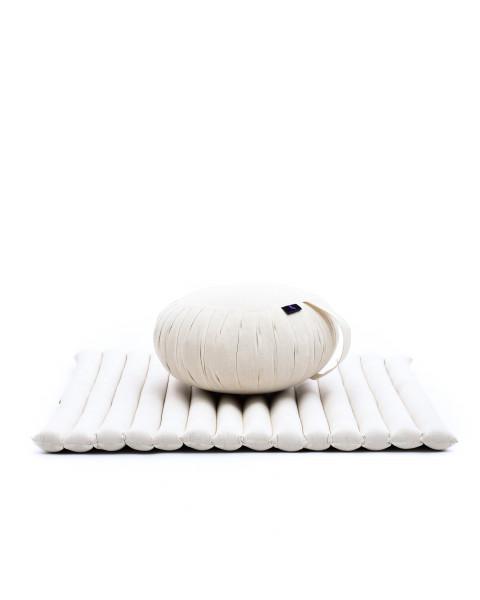 Leewadee Set de méditation - Set de méditation en kapok, coussin et tapis de méditation Zafu et Zabuton, écru