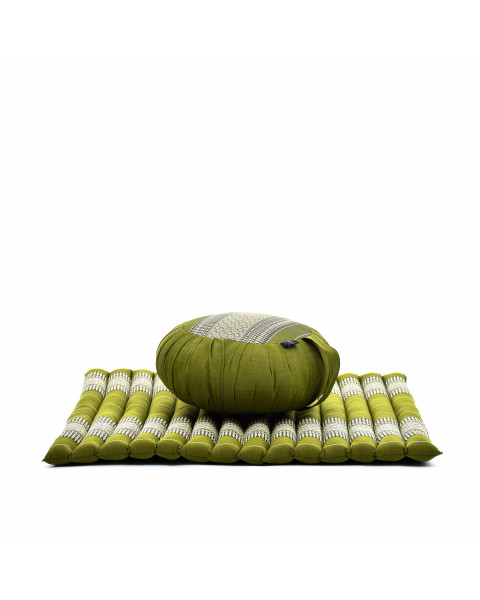 Leewadee Set de méditation - Set de méditation en kapok, coussin et tapis de méditation Zafu et Zabuton, Vert