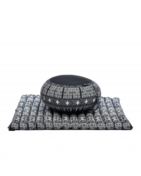 Leewadee Set de méditation - Set de méditation en kapok, coussin et tapis de méditation Zafu et Zabuton, Noir