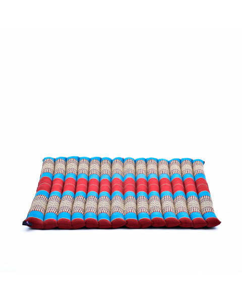 Leewadee Zabuton Seating Cushion – Square Floor Seat for Meditation Exercises, Light Yoga Mat Filled with Eco-Friendly Kapok, 28 x 28 inches, blue red