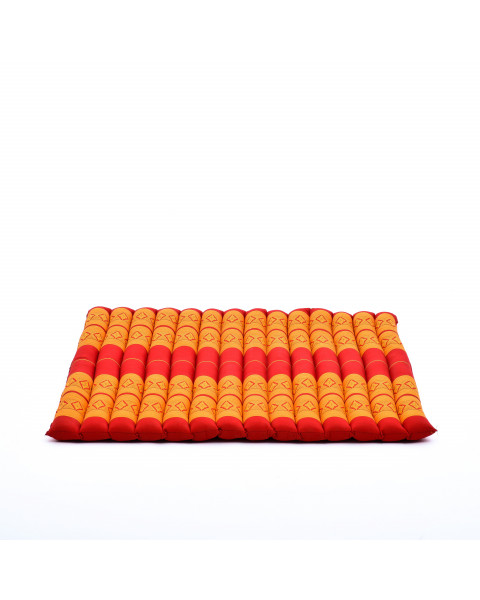 Leewadee Zabuton - Tapis Zabuton traditionnel enroulable et fait à la main, yoga mat épais rembourré en kapok, 70 x 70 cm, Orange Rouge