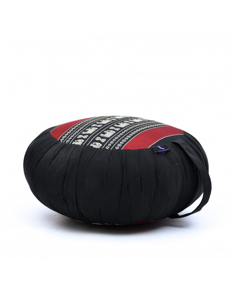 Leewadee Zafu - Coussin de méditation rond traditionnel japonais, coussin Zafu de yoga en kapok, assise au sol 36 x 20 cm, Noir Rouge