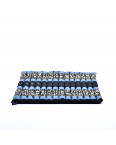 Leewadee Zabuton - Tapis Zabuton traditionnel enroulable et fait à la main, yoga mat épais rembourré en kapok, 70 x 70 cm, Bleu