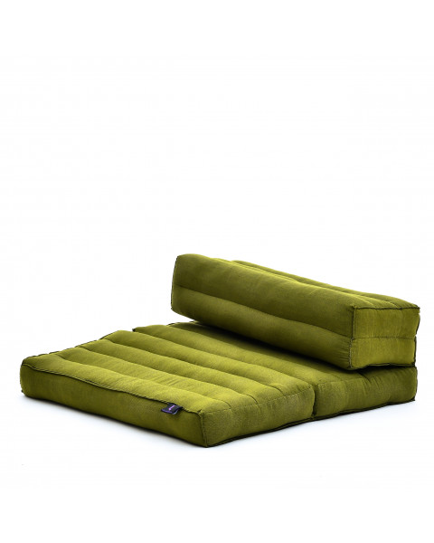 Leewadee cuscino da meditazione: seduta pieghevole per yoga, cuscino per meditare, attrezzo da pavimento in kapok naturale fatto a mano, 50 x 70 cm, Verde