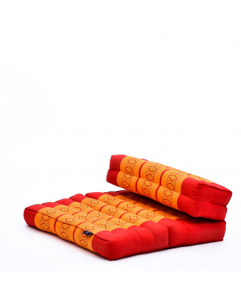 Leewadee Foldable Floor Mattress – 2 in 1 Floor Meditation Mat for Yoga and Relaxation, Seating Futon with Kapok, 20 x 28 inches, Orange Red