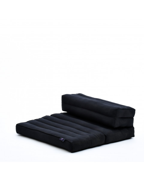Leewadee asiento de meditación – Almohadilla plegable para hacer yoga, cojín para el suelo de kapok sin tratar hecho a mano, 50 x 70 cm, Negro