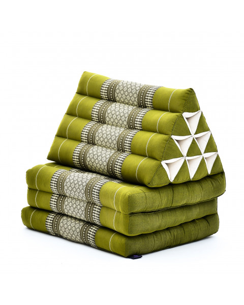 Leewadee 3-Fold Mat with Triangle Cushion – Comfortable TV Pillow, Foldable Mattress with Cushion Made of Eco-Friendly Kapok, 67 x 21 inches, green