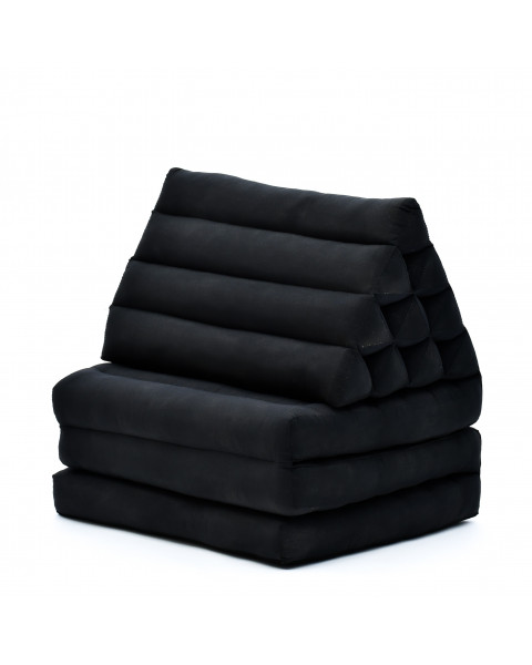 Leewadee 3-Fold Mat with Triangle Cushion – Comfortable TV Pillow, Foldable Mattress with Cushion Made of Eco-Friendly Kapok, 67 x 21 inches, black
