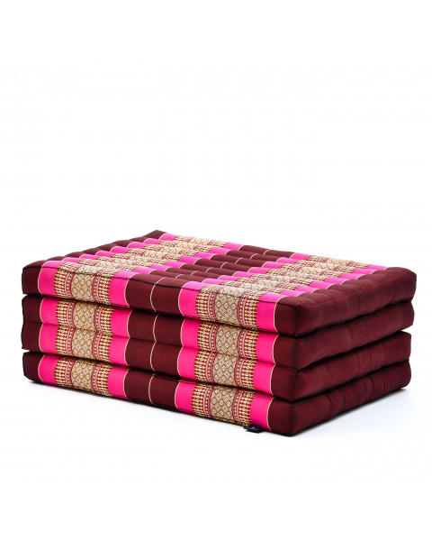 Leewadee materassino pieghevole, standard: tappeto medio pieghevole in kapok fatto a mano, materasso per il pavimento, 200 x 70 cm, Rosso Marrone Rosa Fucsia