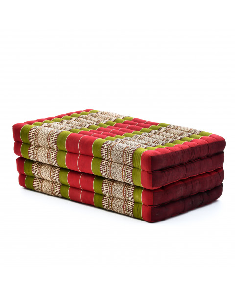 Leewadee Matelas de massage standard - Matelas thaï en kapok fait à la main, lit pliable thaï rembourré en kapok naturel, 200 x 70 cm, Vert Rouge