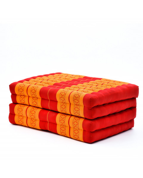 Leewadee Matelas de massage standard - Matelas thaï en kapok fait à la main, lit pliable thaï rembourré en kapok naturel, 200 x 70 cm, Orange Rouge