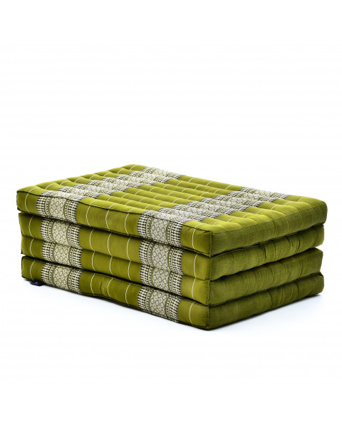 Leewadee Trifold Mattress Standard – Comfortable Thai Massage Pad, Foldable Floor Mattress Filled with Kapok, Perfect to Use as a Sleeping Mat 79 x 28 inches, Green