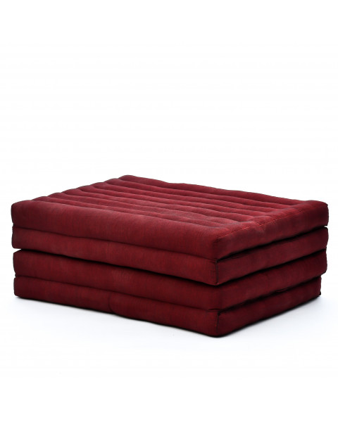 Leewadee futón plegable Standard – Colchoneta para doblar de kapok hecha a mano, colchón de invitados para el suelo, 200 x 70 cm, Rojo