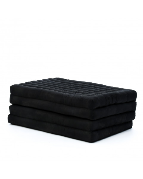 Leewadee futón plegable Standard – Colchoneta para doblar de kapok hecha a mano, colchón de invitados para el suelo, 200 x 70 cm, Negro