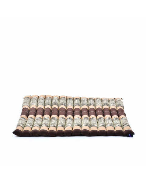 Leewadee Zabuton - Tapis Zabuton traditionnel enroulable et fait à la main, yoga mat épais rembourré en kapok, 70 x 70 cm, Marron