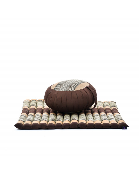 Leewadee Set de méditation - Set de méditation en kapok, coussin et tapis de méditation Zafu et Zabuton, Marron