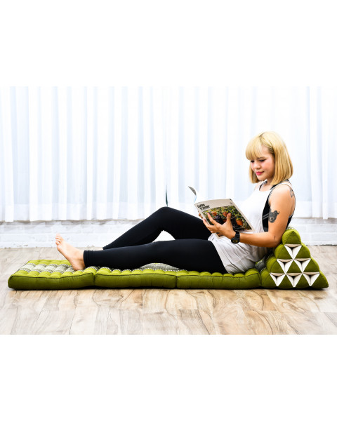 Leewadee - Matelas Pliable Confortable Avec Coussin Lecture, Futon Japonais, Chaise De Sol Ou Pouf Lit Thaï 170 x 53 cm, Vert