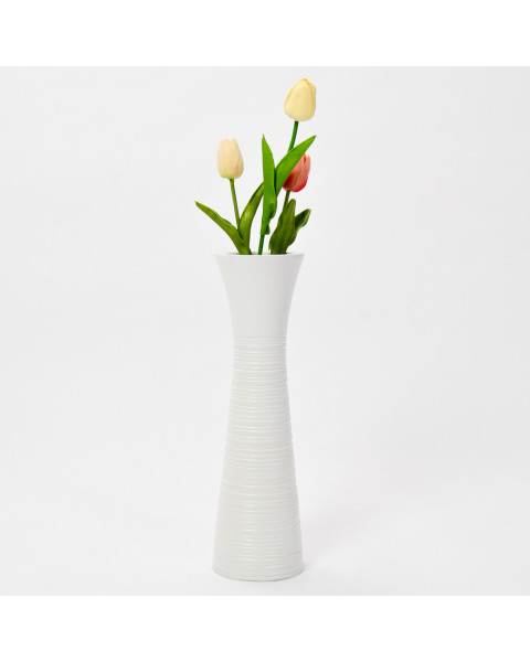 Leewadee Small Floor Vase – Handmade Flower Holder Made of Mango Wood, Sophisticated Vase for Decorative Twigs and Flowers, 14 inches, white