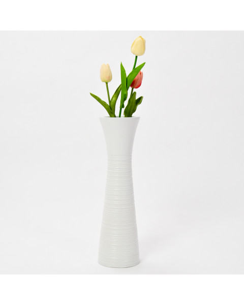 Leewadee Vase à poser au sol - Vase à poser au sol pour branches décoratives, vase haut design en bois de manguier, 36 cm, Blanc