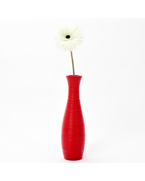 Leewadee Small Floor Vase – Handmade Flower Holder Made of Mango Wood, Sophisticated Vase for Decorative Twigs and Flowers, 14 inches, red