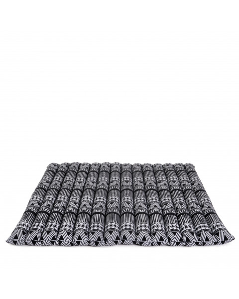 Leewadee Zabuton Rollbare Meditations-Matte Tragbare Sitzmatte Ökologisches Naturprodukt, Kapok, 70 x 70 cm, Schwarz Weiß