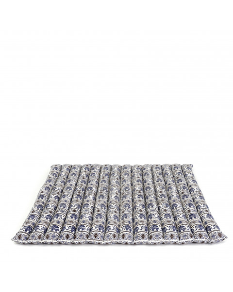 Leewadee Zabuton - Tapis Zabuton traditionnel enroulable et fait à la main, yoga mat épais rembourré en kapok, 70 x 70 cm, Bleu Blanc