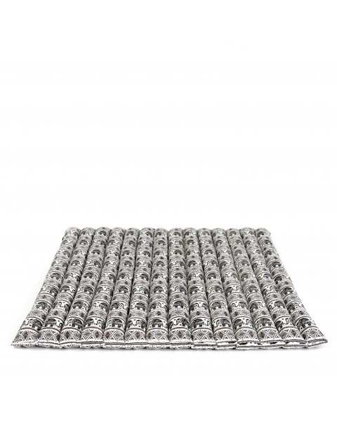 Leewadee Zabuton - Tapis Zabuton traditionnel enroulable et fait à la main, yoga mat épais rembourré en kapok, 70 x 70 cm, Noir Blanc