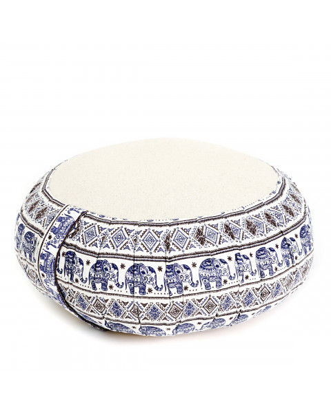 Leewadee Zafu Yoga Pillow – Round Meditation Cushion for Yoga Exercises, Light Floor Pillow Filled with Kapok, 36 x 20 cm, Blue White