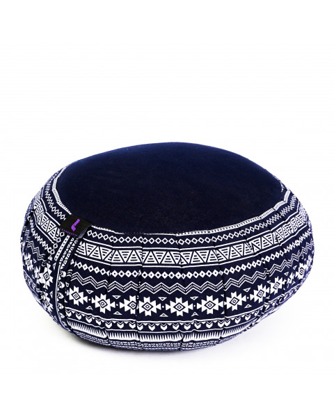 Leewadee Zafu Yoga Pillow – Round Meditation Cushion for Yoga Exercises, Light Floor Pillow Filled with Eco-Friendly Kapok, 14 x 14 x 8 inches, blue white