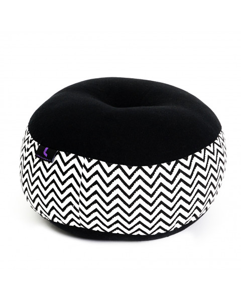 Leewadee Zafu Pillow – Round Meditation Cushion for Yoga Exercises, Small Floor Pillow Filled with Kapok, 30 x 13 cm, Black White
