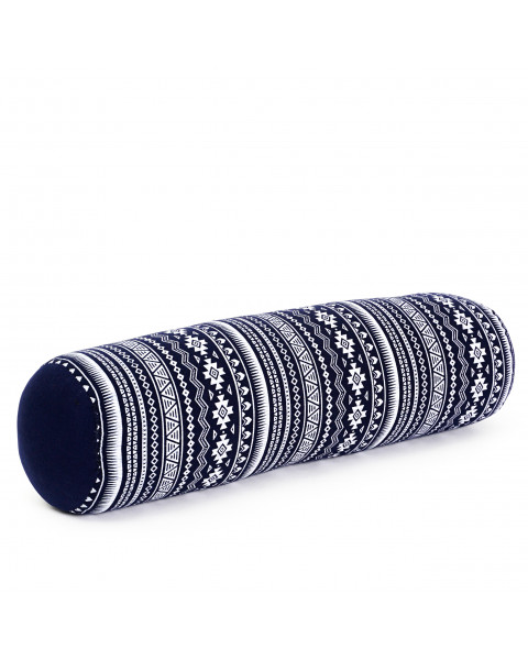Leewadee Yoga Roll - Petit rouleau de kapok yoga fait à la main, rouleau de kapok pilates rembourré, 50 x 15 x 15 cm, Bleu Blanc