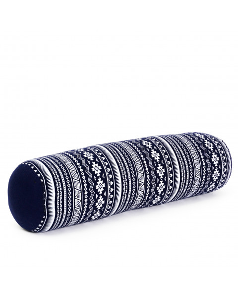 Leewadee Yoga Bolster – Shape-Retaining Cervical Neck Roll, Tube Pillow for Comfortable Reading, Made of Kapok, 50 x 15 x 15 cm, Blue White