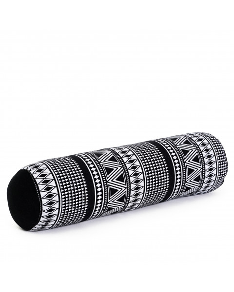 Leewadee Yoga Bolster – Shape-Retaining Cervical Neck Roll, Tube Pillow for Comfortable Reading, Made of Kapok, 50 x 15 x 15 cm, Black White