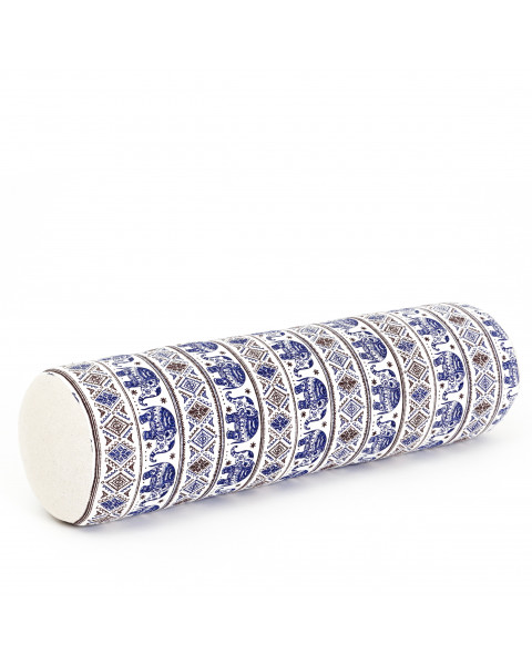 Leewadee Yoga Bolster – Shape-Retaining Cervical Neck Roll, Tube Pillow for Comfortable Reading, Made of Kapok, 50 x 15 x 15 cm, Blue White