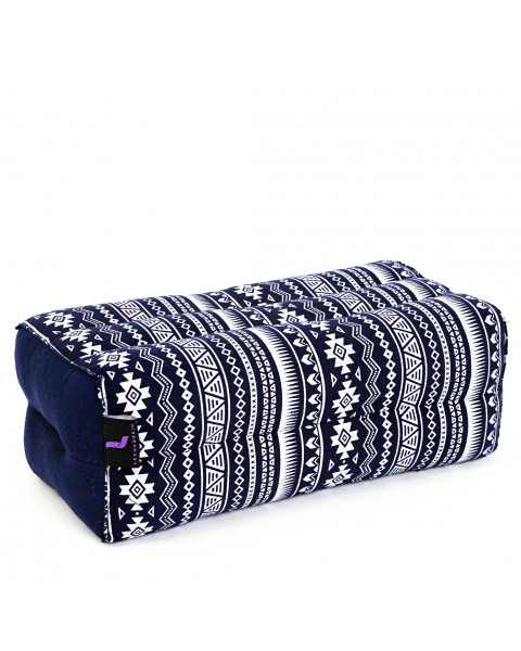 Leewadee Bloc de yoga - Yoga bloc en kapok fait à la main, coussin brique en kapok artisanal pour le yoga, 35 x 18 x 12 cm, Bleu Blanc
