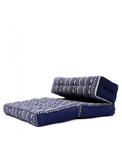 Leewadee cuscino da meditazione: seduta pieghevole per yoga, cuscino per meditare, attrezzo da pavimento in kapok naturale fatto a mano, 50 x 70 cm, Blu Bianco