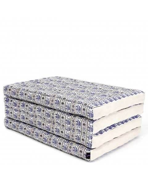 Leewadee materassino pieghevole, standard: tappeto medio pieghevole in kapok fatto a mano, materasso per il pavimento, 200 x 70 cm, Blu Bianco