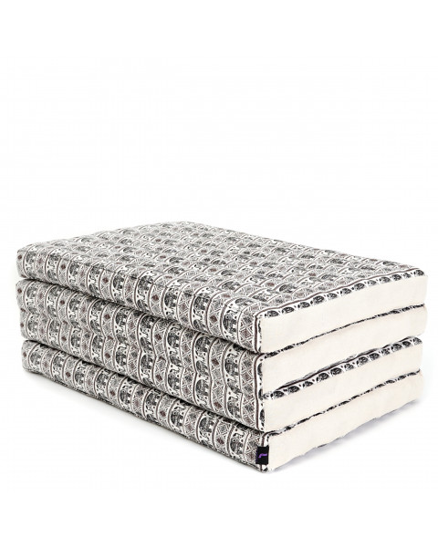 Leewadee materassino pieghevole, standard: tappeto medio pieghevole in kapok fatto a mano, materasso per il pavimento, 200 x 70 cm, Nero Bianco