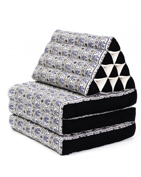 Leewadee 3-Fold Mat with Triangle Cushion – Comfortable TV Pillow, Foldable Mattress with Cushion Made of Eco-Friendly Kapok, 67 x 21 inches, blue white