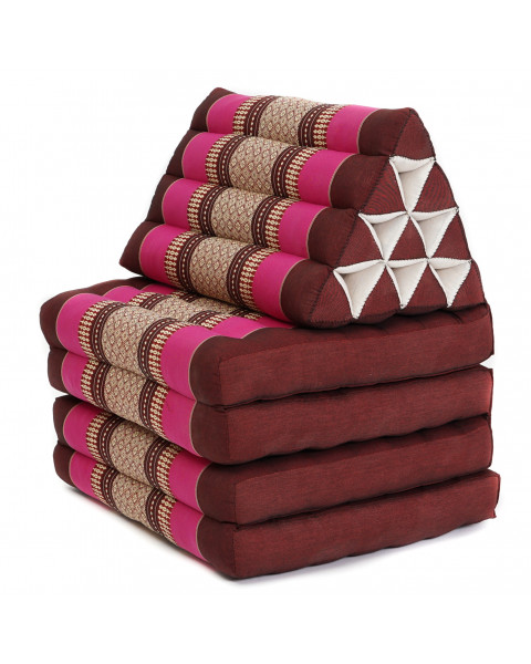 Leewadee 4-Fold Mat with Triangle Cushion – Firm TV Pillow, Foldable Mattress with Cushion Made of Eco-Friendly Kapok, 89 x 20 inches, auburn pink