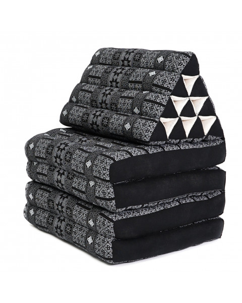 Leewadee 4-Fold Mat with Triangle Cushion – Firm TV Pillow, Foldable Mattress with Cushion Made of Eco-Friendly Kapok, 89 x 20 inches, black