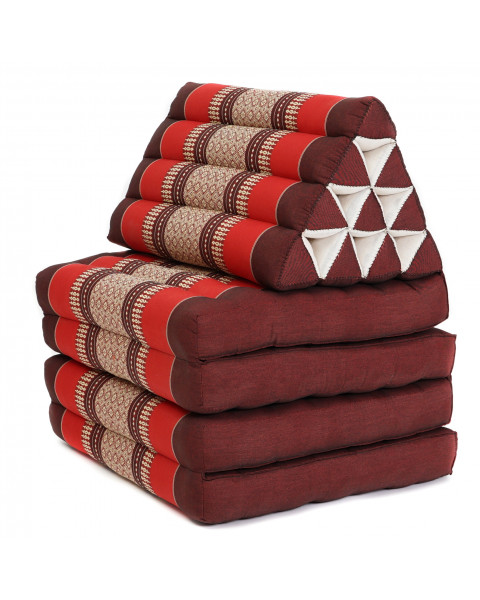 Leewadee 4-Fold Mat with Triangle Cushion – Firm TV Pillow, Foldable Mattress with Cushion Made of Eco-Friendly Kapok, 89 x 20 inches, red
