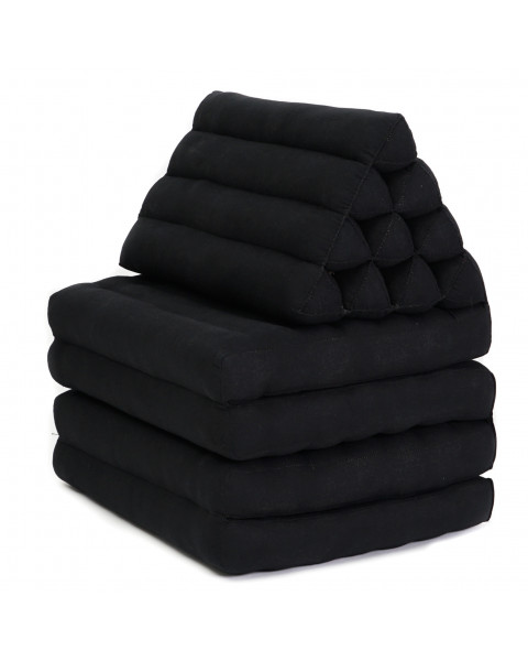Leewadee 4-Fold Mat with Triangle Cushion – Firm TV Pillow, Foldable Mattress with Cushion Made of Eco-Friendly Kapok, 89 x 20 inches, black