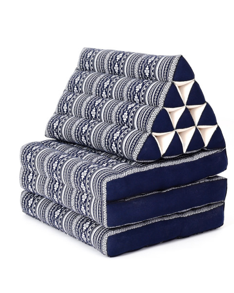 Leewadee 3-Fold Mat with Triangle Cushion – Comfortable TV Pillow, Foldable Mattress with Cushion Made of Eco-Friendly Kapok, 67 x 21 inches, blue white