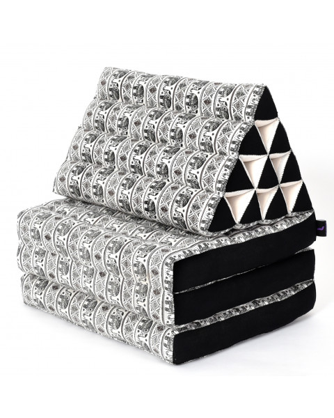 Leewadee 3-Fold Mat with Triangle Cushion – Comfortable TV Pillow, Foldable Mattress with Cushion Made of Eco-Friendly Kapok, 67 x 21 inches, black white