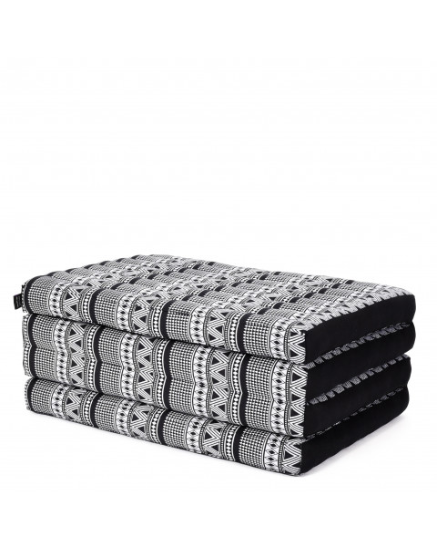 Leewadee Trifold Mattress Standard – Comfortable Thai Massage Pad, Foldable Floor Mattress Filled with Kapok, Perfect to Use as a Sleeping Mat 200 x 70 cm, Black White