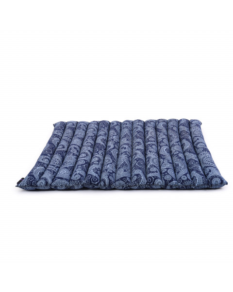 Leewadee colchoneta de meditación Zabuton – Cojín de suelo cuadrado, asiento tailandés de yoga hecho de kapok, 70 x 70 cm, Azul Blanco